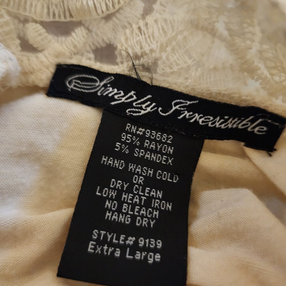 Simply Irresistible Cream Lace Sleeveless Top Women’s XL Keyhole Back - Picture 7 of 7